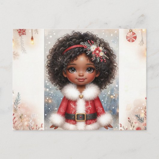 Carte Postale Christmas Little Girl In Santa Dress Holiday (Devant)