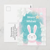 Carte postale Christmas mignonne Bunny Pink and Mi (Devant / Derrière)