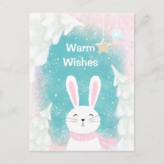 Carte postale Christmas mignonne Bunny Pink and Mi (Devant)