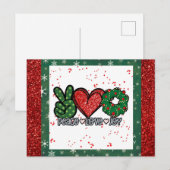 Carte Postale Christmas Peace Love Joie (Devant / Derrière)