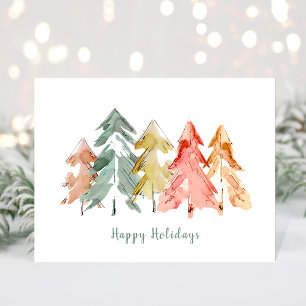 Carte Postale Christmas Pine Trees Abstract Soft Watercolor