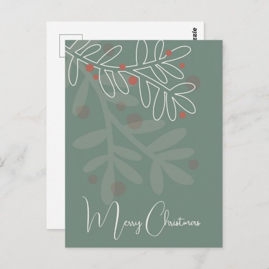 Carte Postale Christmas simple abstract floral mistletoe (Devant / Derrière)