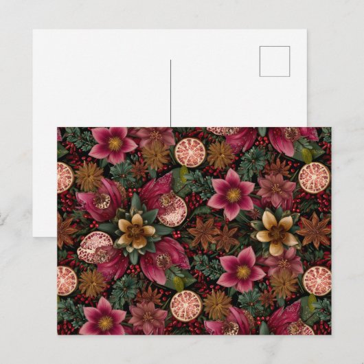 Carte Postale Christmas Spice & Floral Botanical Pattern (Devant / Derrière)
