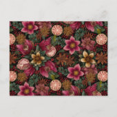 Carte Postale Christmas Spice & Floral Botanical Pattern (Devant)
