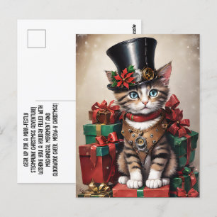Carte Postale Christmas Steampunk Tabby Kitten
