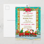 Carte Postale Christmas Train Birthday - All Aboard Kids Party (Devant / Derrière)
