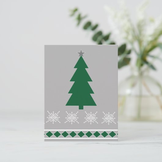 Carte Postale Christmas Tree and Snowflakes Pattern, (Debout devant)