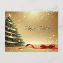 Christmas Tree Ribbons Holiday Postcard