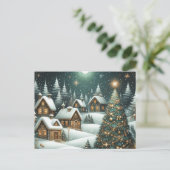 Carte Postale Christmas winter scene village & starry night (Debout devant)