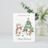 Carte Postale Christmas Wishes Tree Hedgehog (Debout devant)