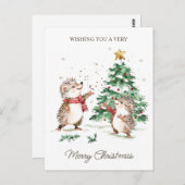 Carte Postale Christmas Wishes Tree Hedgehog (Devant / Derrière)