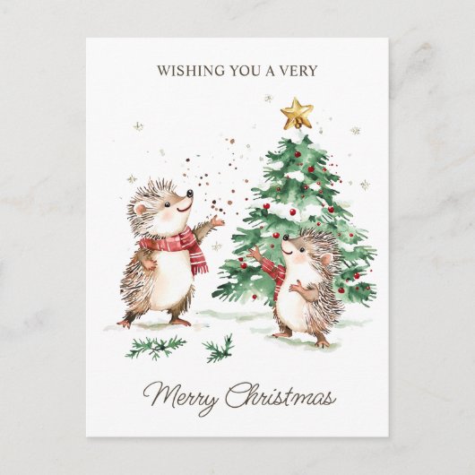 Carte Postale Christmas Wishes Tree Hedgehog (Devant)