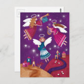 Carte Postale Chritmas religieux moderne, trois anges (Devant / Derrière)