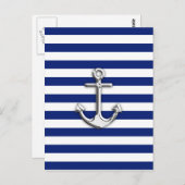 Carte Postale Chrome Anchor on Navy Stripes (Devant / Derrière)