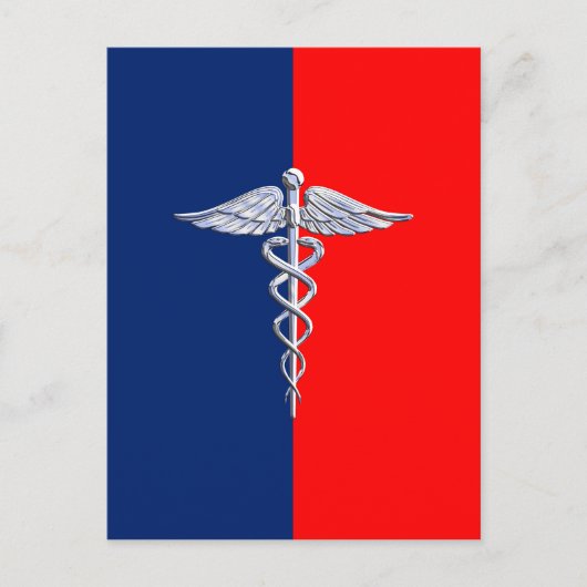 Carte Postale Chrome Comme Caduceus Symbole Médicale Ligue Décor (Devant)