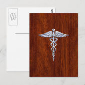 Carte Postale Chrome Comme Caduceus Symbole Médicale Mahogany Br (Devant / Derrière)