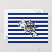 Carte Postale Chrome Comme Sirène sur les rayures Nautiques (Devant / Derrière)