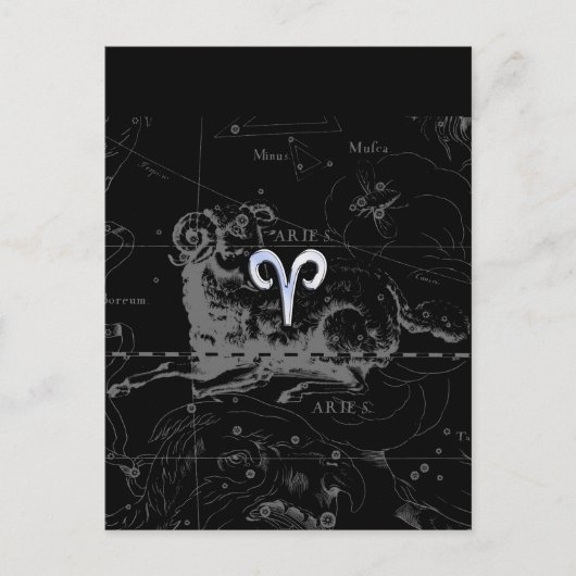 Carte Postale Chrome comme symbole du zodiaque Bélier sur Heveli (Devant)