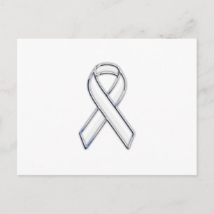 Carte Postale Chrome Style White Ribbon Awareness