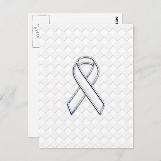Carte Postale Chrome White Ribbon Sensibilisation sur les Checke (Devant / Derrière)