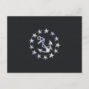 Carte Postale Chrome Yacht drapeau naval sur l'automobile Grille
