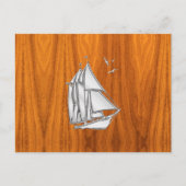 Carte Postale Chromes Silver like Sailboat on Teak Veneer (Devant)