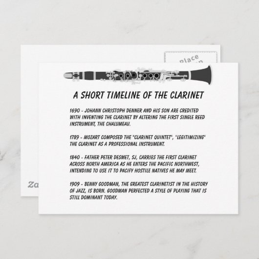 Carte Postale Chronologie Clarinet (Devant / Derrière)