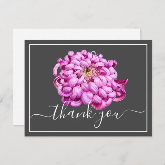 Carte Postale Chrysanthème Décoratif Rose Exquis Merci (Devant / Derrière)