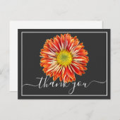 Carte Postale Chrysanthème orange Fond gris Merci (Devant / Derrière)