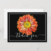 Carte Postale Chrysanthème orange Fond noir Merci (Devant / Derrière)