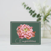 Carte Postale Chrysanthème rose Fond vert Félicitations (Debout devant)
