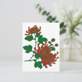 Carte Postale Chrysanthèmes d'araignée chinois - rouge profond (Debout devant)