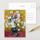 Carte Postale Chrysanthèmes | Renoir<br><div class="desc">Chrysanthèmes | Oeuvre originale de l'artiste impressionniste français Pierre-Auguste Renoir (1841-1919). Le tableau représente une abstraite impressionniste encore vie de fleurs dans un vase cassé contre un arrière - plan coloré rose et jaune. Cliquez sur Customiser pour ajouter votre propre texte ou personnaliser le design.</div>