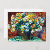 Carte Postale Chrysanthèmes vintages par Pierre-Auguste Renoir (Devant / Derrière)