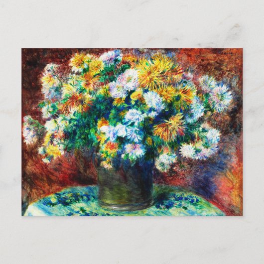 Carte Postale Chrysanthèmes vintages par Pierre-Auguste Renoir (Devant)