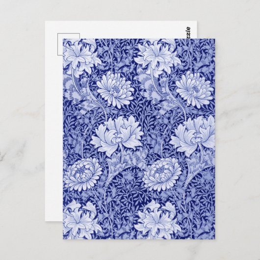 Carte Postale Chrysanthemum Blue, William Morris (Devant / Derrière)