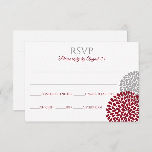 Carte postale Chrysanthemum RSVP | Marsala & Grey (Devant / Derrière)