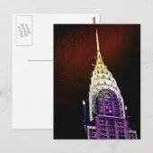 Carte Postale Chrysler Building - violet et rouge - NYC (Devant / Derrière)
