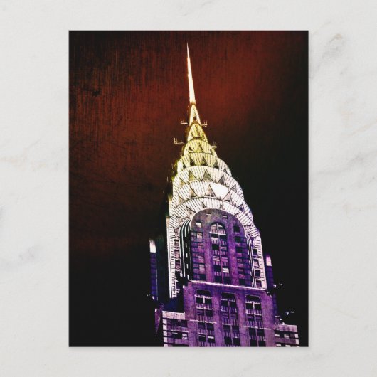 Carte Postale Chrysler Building - violet et rouge - NYC (Devant)