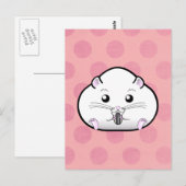 Carte Postale Chubby Tout Blanc Russe Nain Hamster (Devant / Derrière)