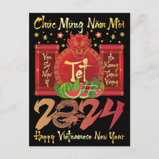 Carte Postale Chuc Mung Nam Moi Bonne Année Vietnamienne 2024