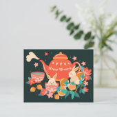 Carte Postale Chuseok Festival de la mi-automne théière et lapin (Debout devant)