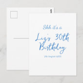 Carte Postale chut c'est une date de 30e anniversaire nom simple (Devant / Derrière)