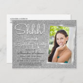 Carte Postale Chut ! Photo de fête d'anniversaire surprise argen (Devant / Derrière)