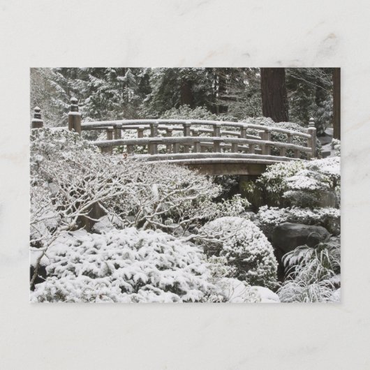 Carte Postale Chute de neige à Portland Jardin Japonais, (Devant)