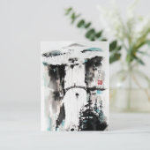 Carte Postale chute d'eau aquarelle chinoise (Debout devant)