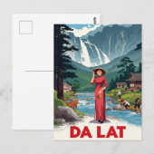 Carte Postale Chute d'eau de Da Lat & Ao Dai (Devant / Derrière)