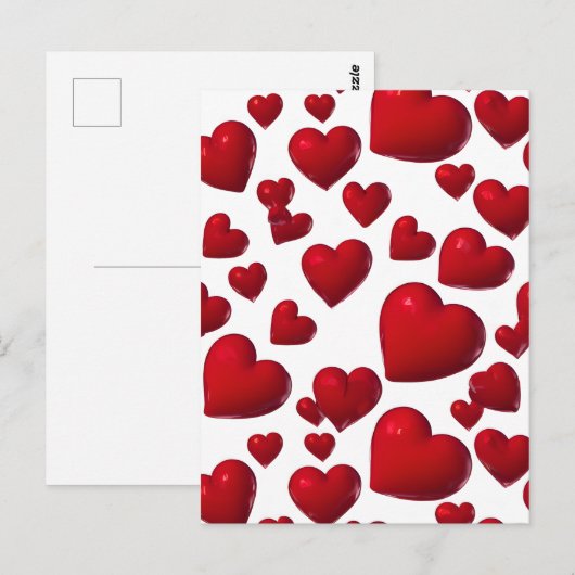 Carte Postale Chute des Coeurs rouges Valentine (Devant / Derrière)