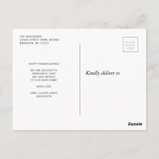 Carte Postale chute feuilles grâces action faire-part (Dos)