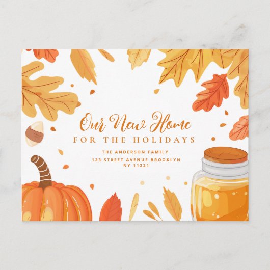 Carte Postale chute feuilles grâces action faire-part (Devant)